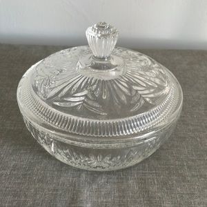 Glass covered dish. From Avon.